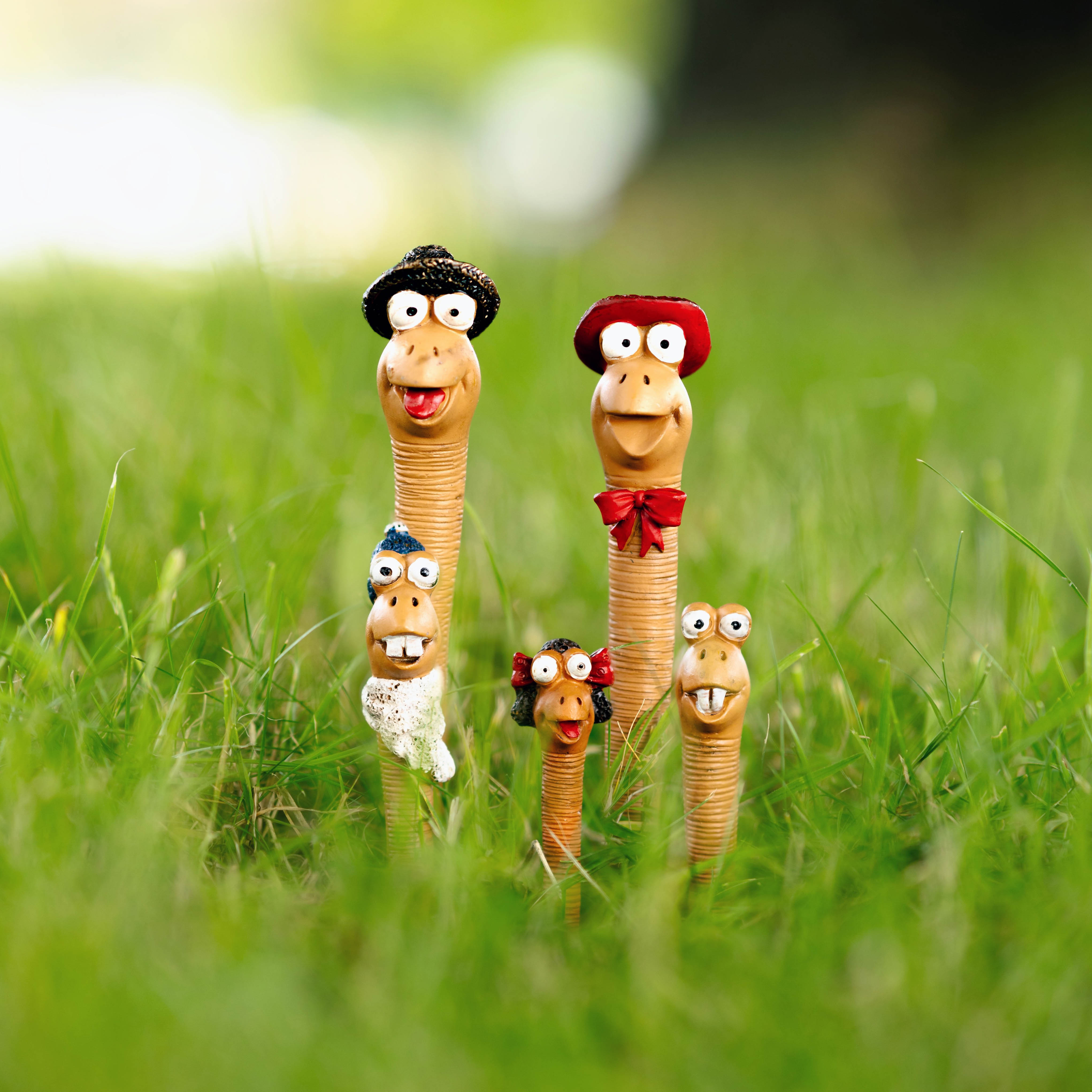 5 Piece Mini Garden Worm Ornaments Resin Plant Pot Figurines