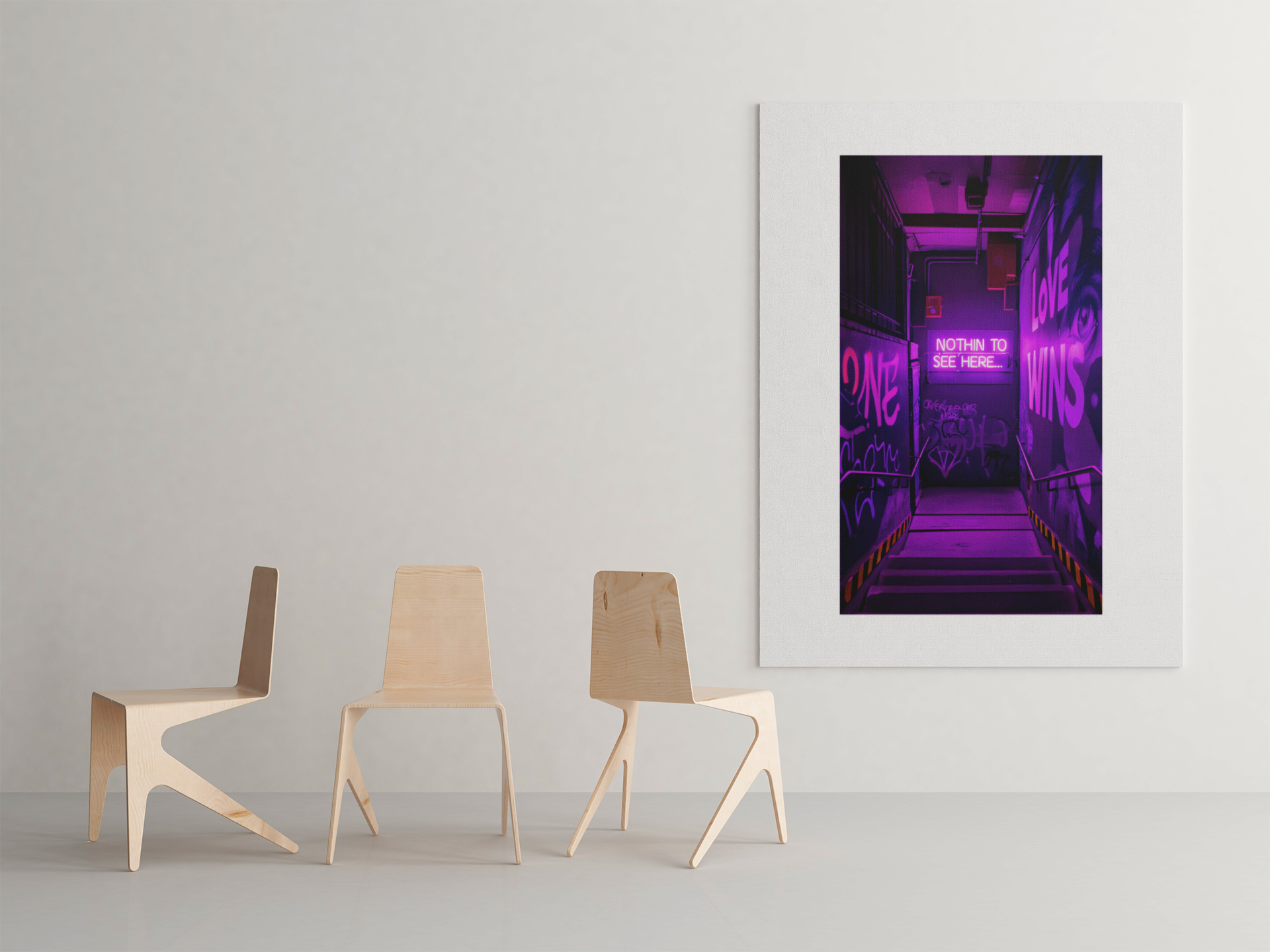 Neon Alleyway Graffiti Art Poster - Bold Urban Wall Art for Modern Spaces