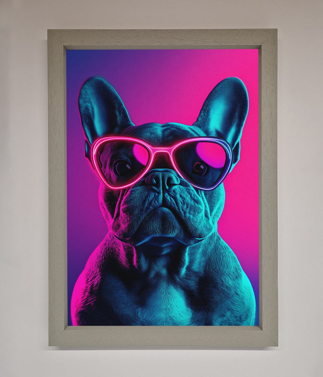 Neon French Bulldog Framed Wall Art - Zestio