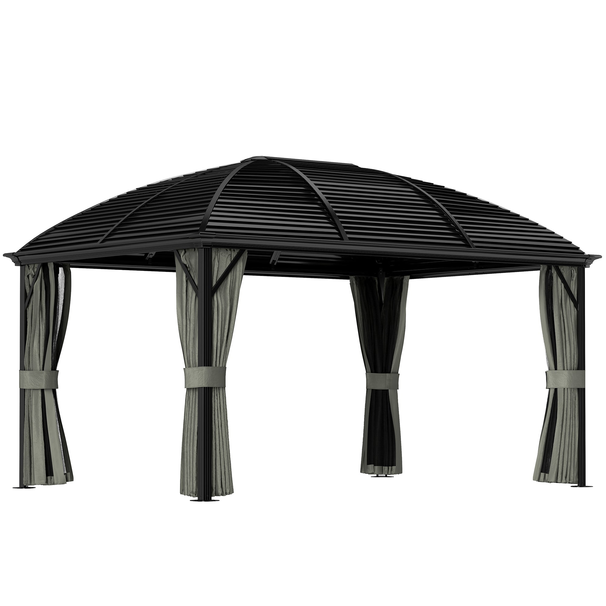 Outsunny 3 x 4m Hardtop Gazebo Aluminium Garden Pavilion Dark Grey