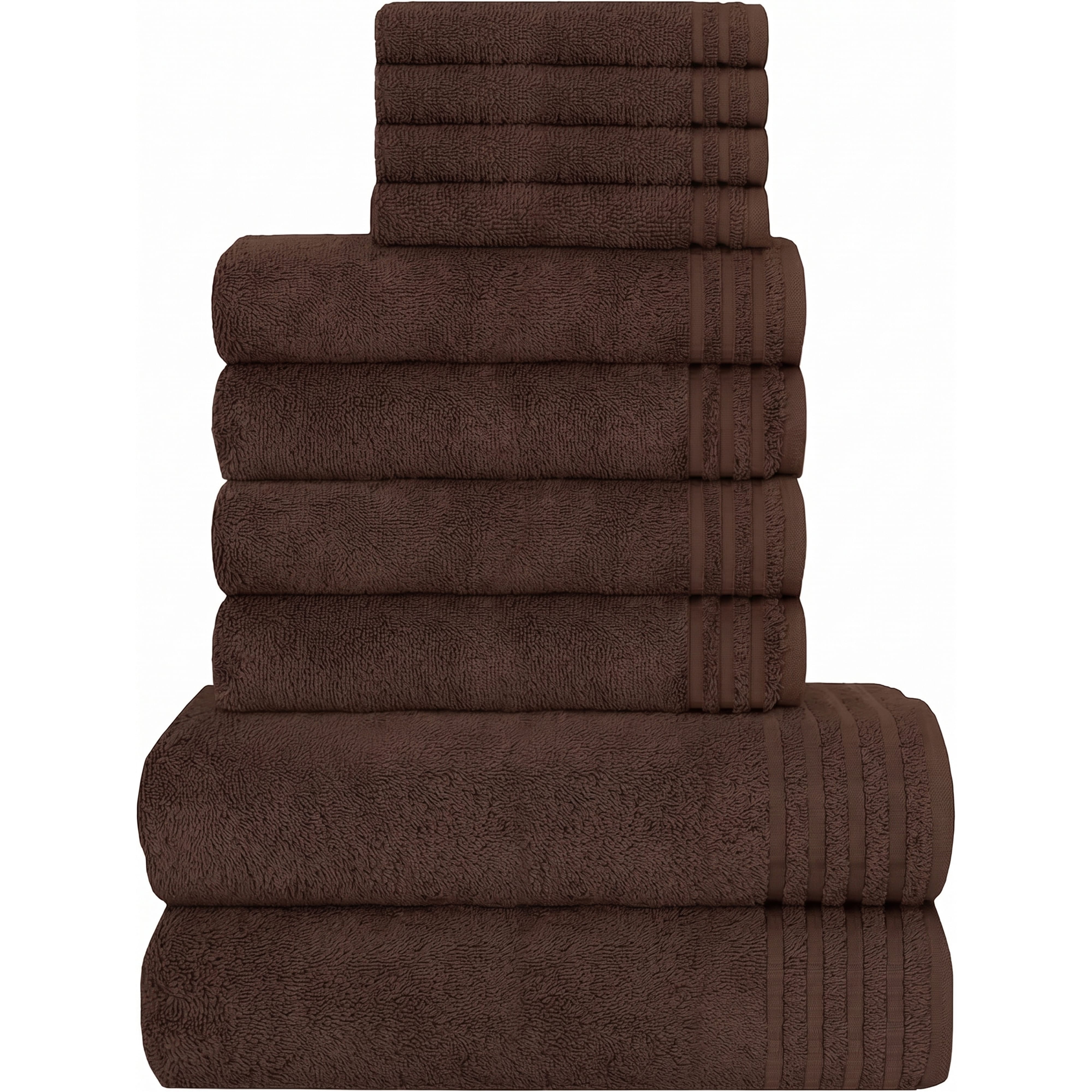 OLIVIA ROCCO Monaco 10 Piece Luxury Egyptian Cotton Towel Set 500 GSM With 4 Face Towels 4 Hand Towels 2 Bath Towels For Bathroom