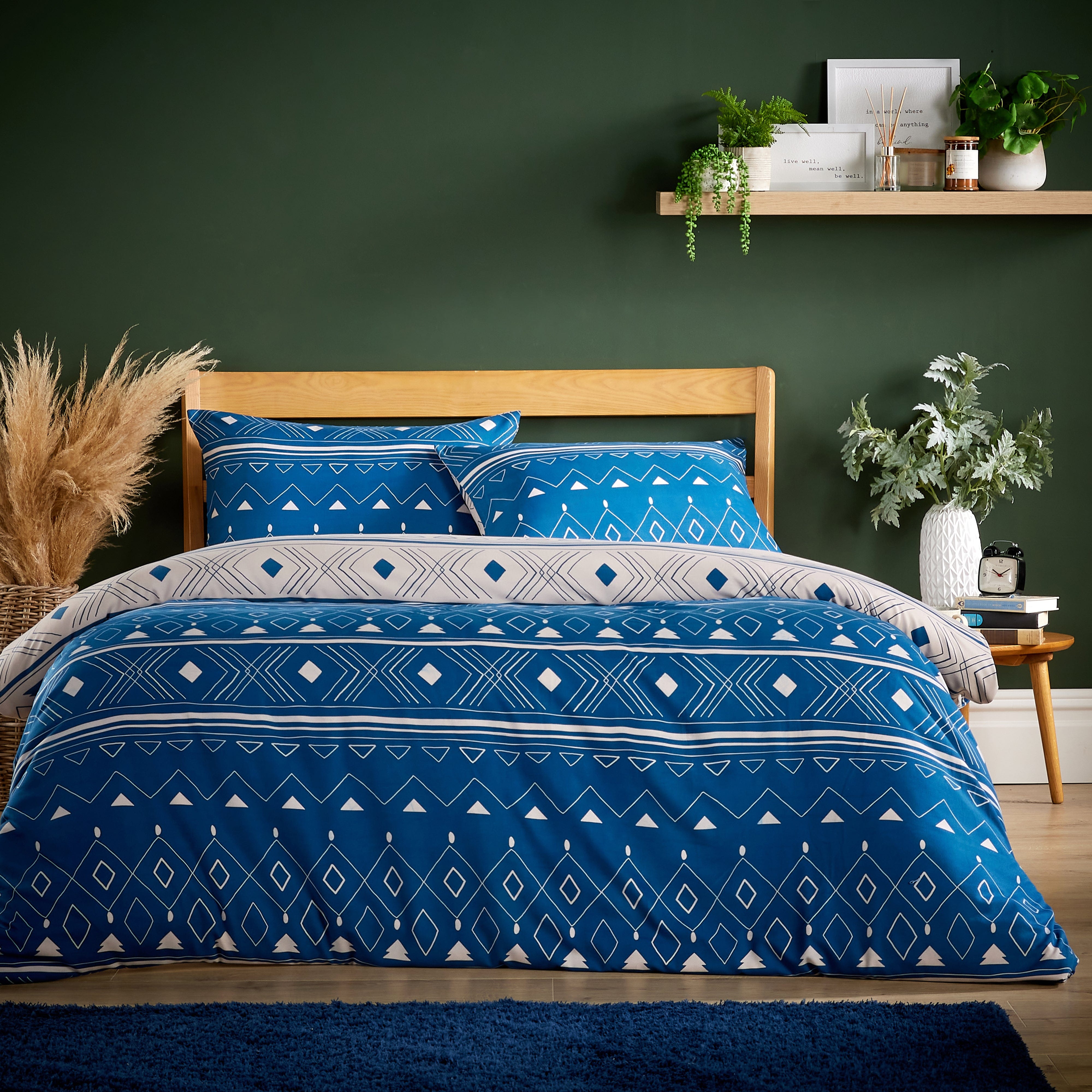 OLIVIA ROCCO Oslo Sapphire Flannel Duvet Cover Set With Pillowcases, Super Soft Warm Bedding For Cold Nights In Multiple Sizes