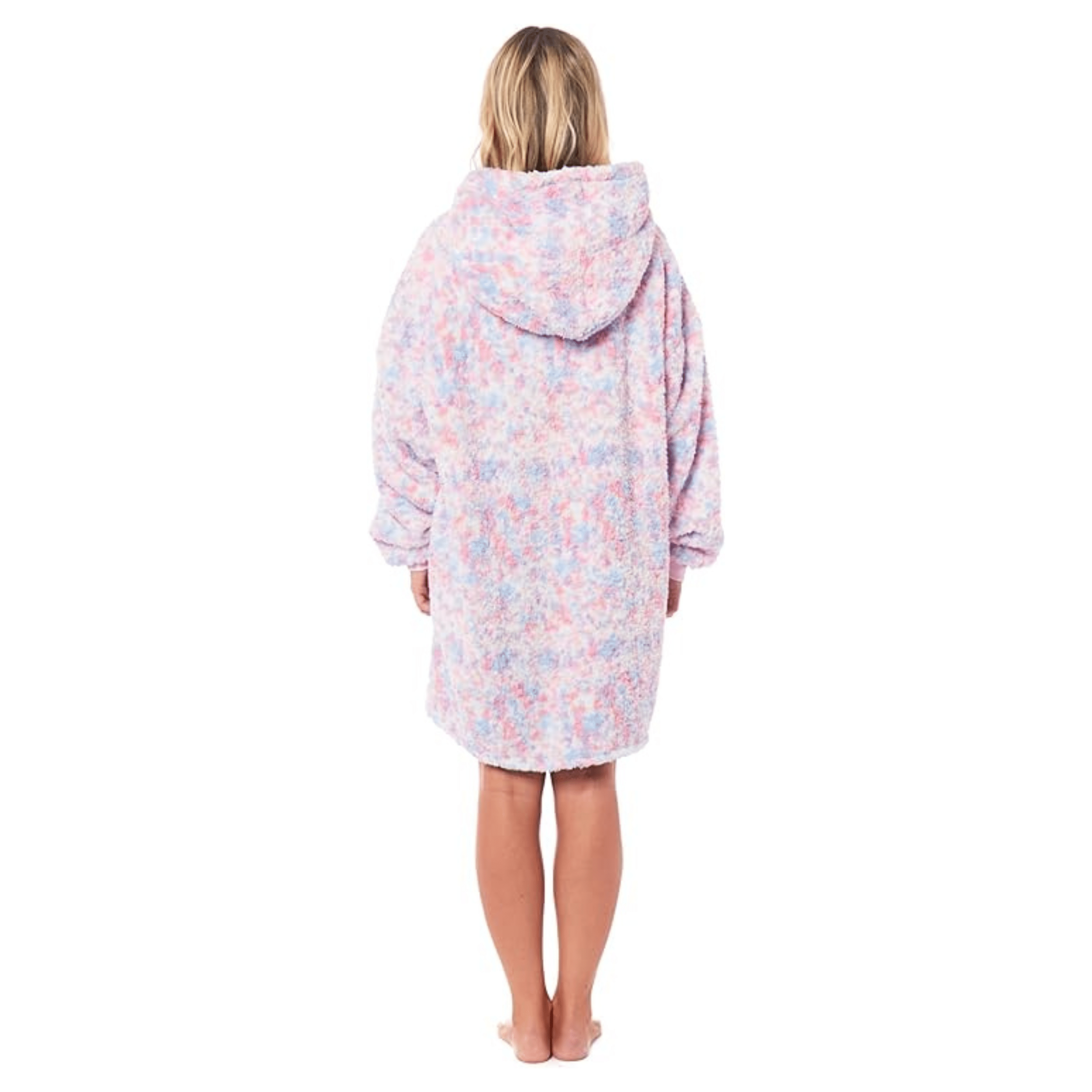 OLIVIA ROCCO Oversized Rainbow Hooded Plush Fleece Blanket With Reversible Sherpa Giant Hoodie Front Pocket For Adults And Kids
