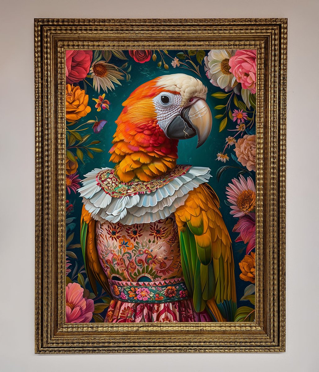 Parrot Renaissance Stare Framed Wall Art - Zestio