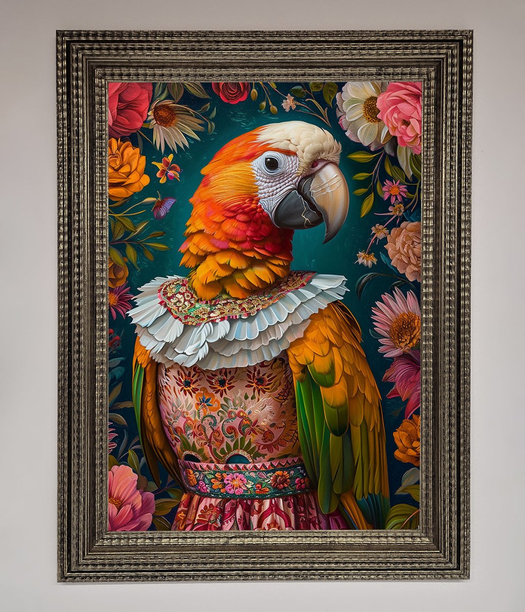 Parrot Renaissance Stare Framed Wall Art - Zestio