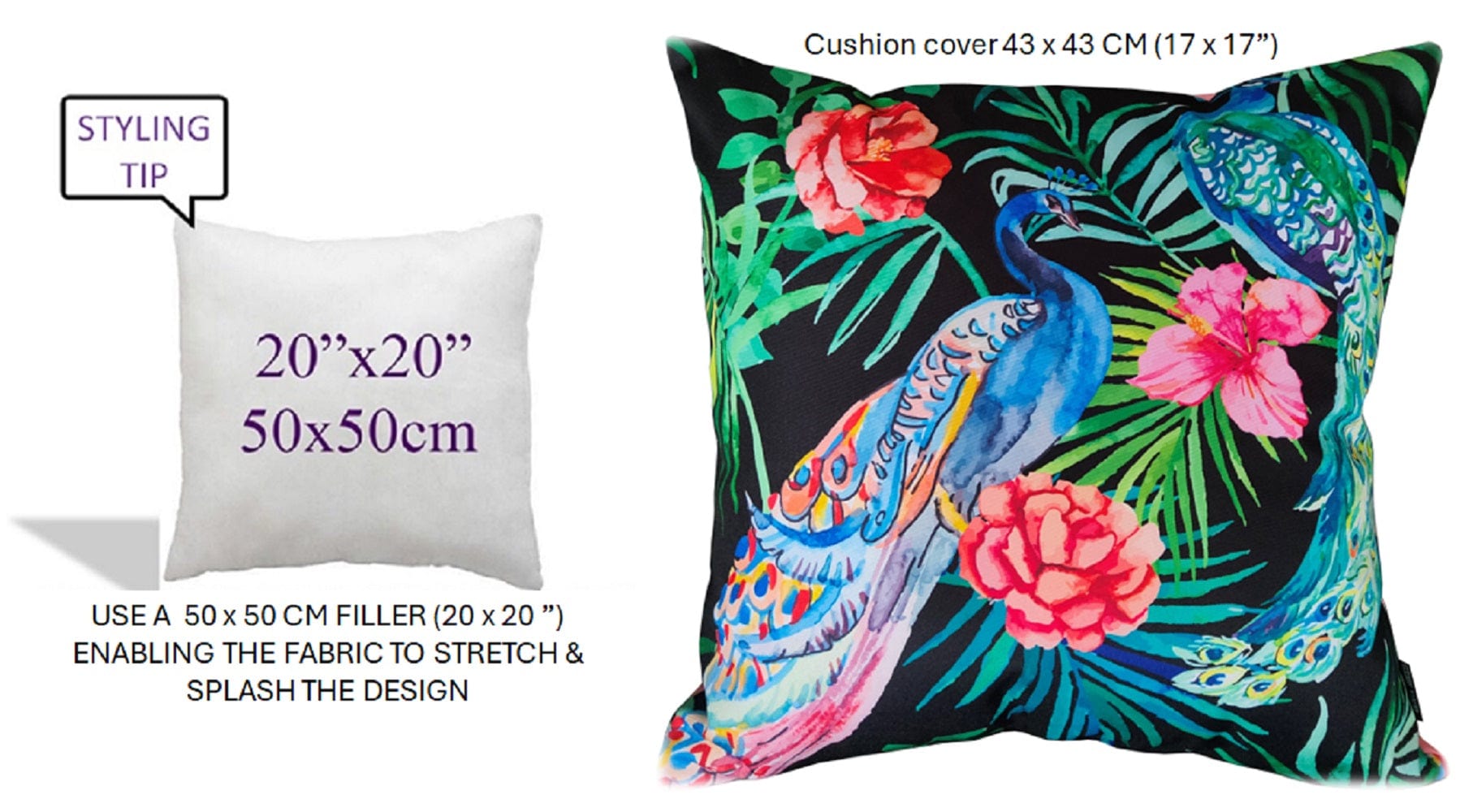 OLIVIA ROCCO Peacock Waterproof Cushion Covers 43 X 43 CM Reversible Breathable Decorative Indoor Outdoor For Patio Garden Sofa Bed Chair