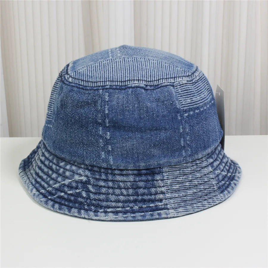 Retro New Style Denim Fishing Cap Women's Harajuku Sun Protection Bucket Hat Cuffed Tear Design Casual Versatile Streetwear