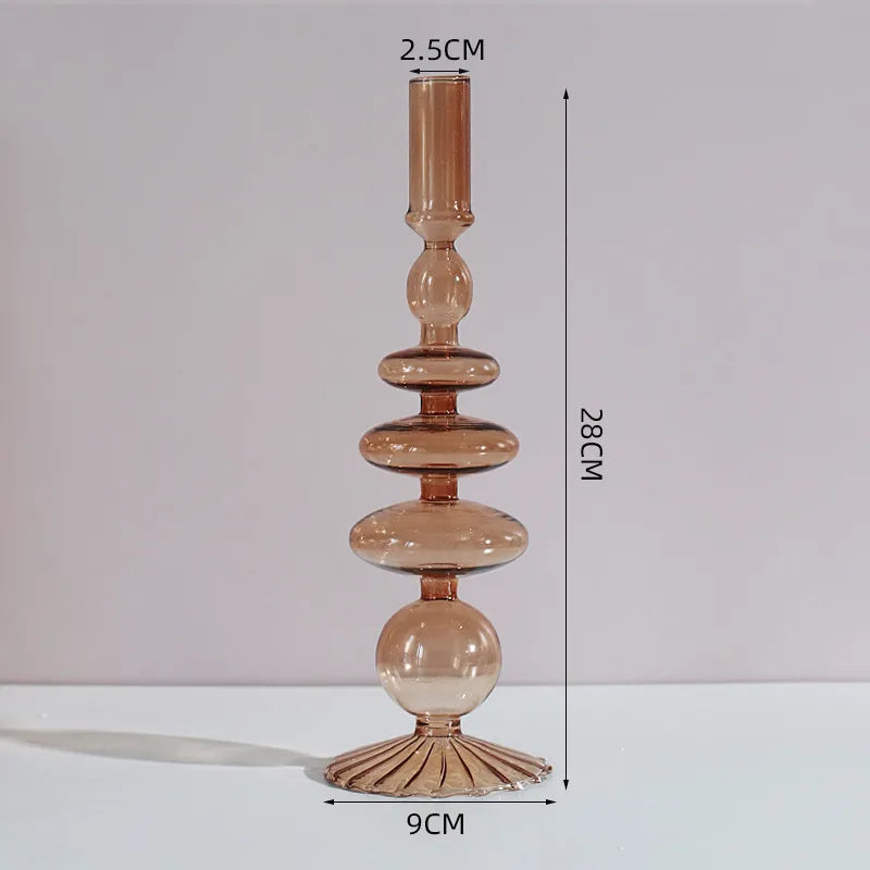 creative simple glass candlestick vase crafts living room and b & b table decoration dried flower arrangement