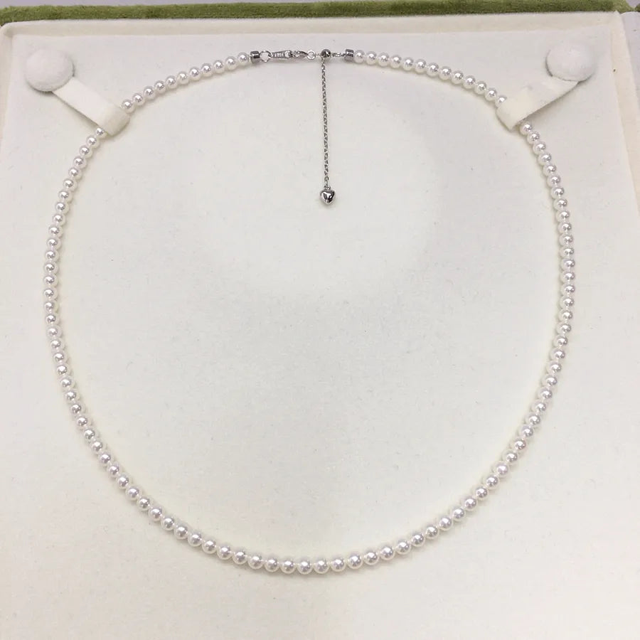 Zhuji Pearl High Brightness Near Round Natural Freshwater Pearl baby Bead Chain Small Rice Bead Pearl Necklace Jewelry Wholesale