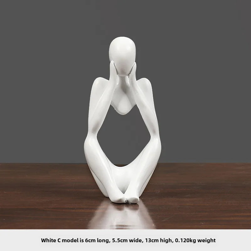 Creative Nordic Mini Abstract Left Thinking and Right Imaginers Little Golden Man 13cm Personalized Home Decoration Ornaments