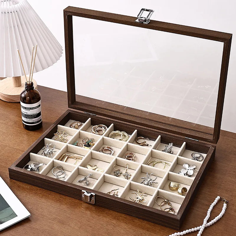 Walnut Color Luxury Covered Jewelry Box Ring Bracelet Earring Necklace Storage Box Dustproof Moistureproof Special Purpose