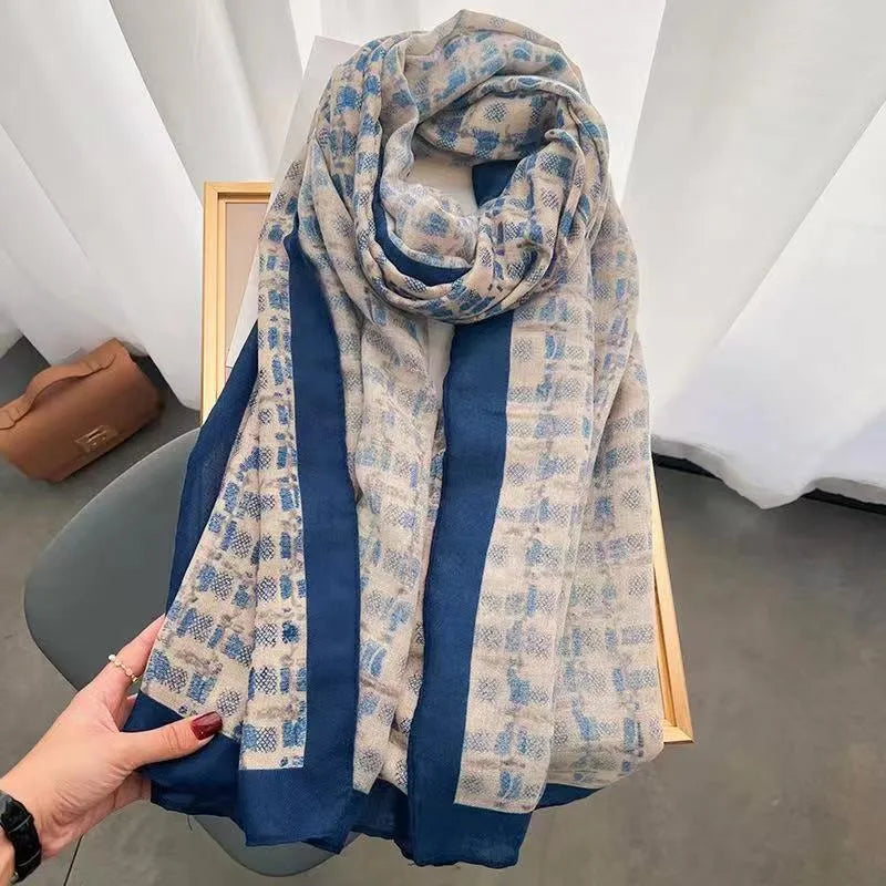 women's fashion star heart shape cotton and linen printing cotton linen scarves