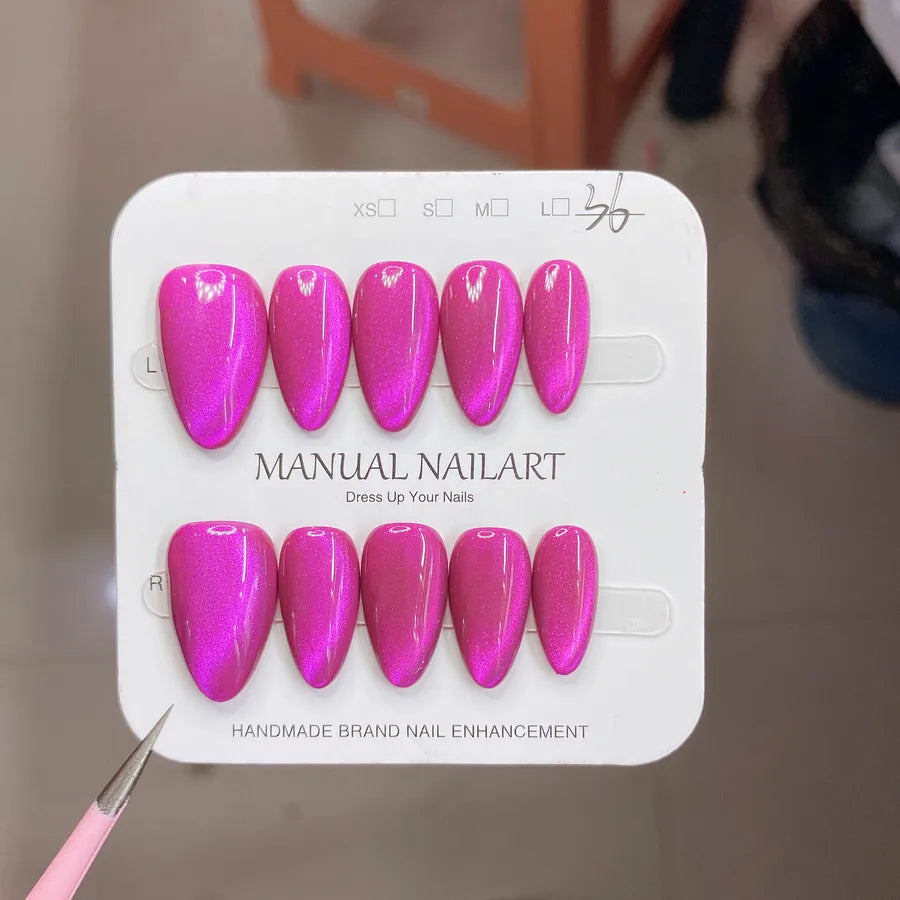 Handmade Wearable Nail Art Phototherapy Finished Product Sparkling Crystal Stone Cat's Eye Removable Starry Sky Pattern Simple Style