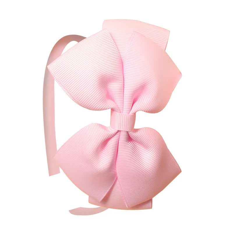 Popular Kidsren's Pure Color Ribbed Rainbow Bow Head Buckle Small Fresh Versatile Girl Headband Hot Sale