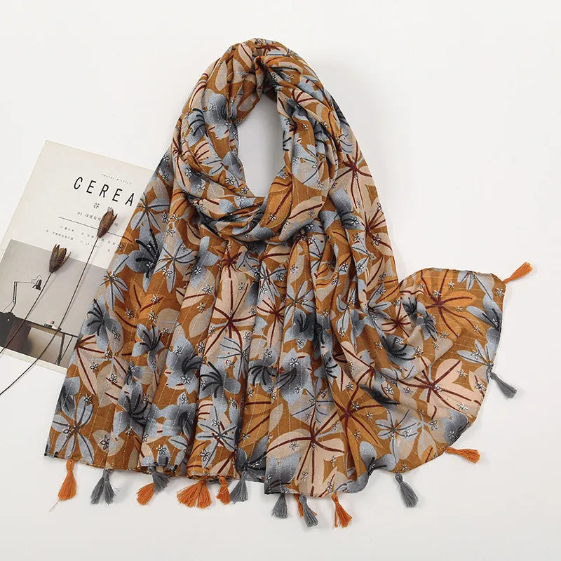 Women's Sweet Color Block Polyester Printing Scarf