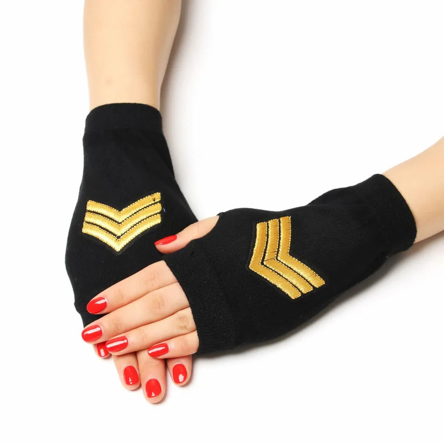 unisex retro bear owl flower knitted fabric gloves 1 pair