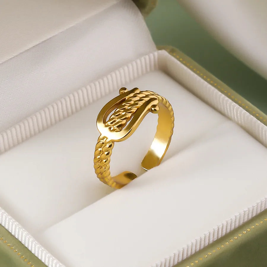Wholesale Jewelry IG Style Elegant Retro Geometric Leaf Heart Shape 304 Stainless Steel Plating Open Rings