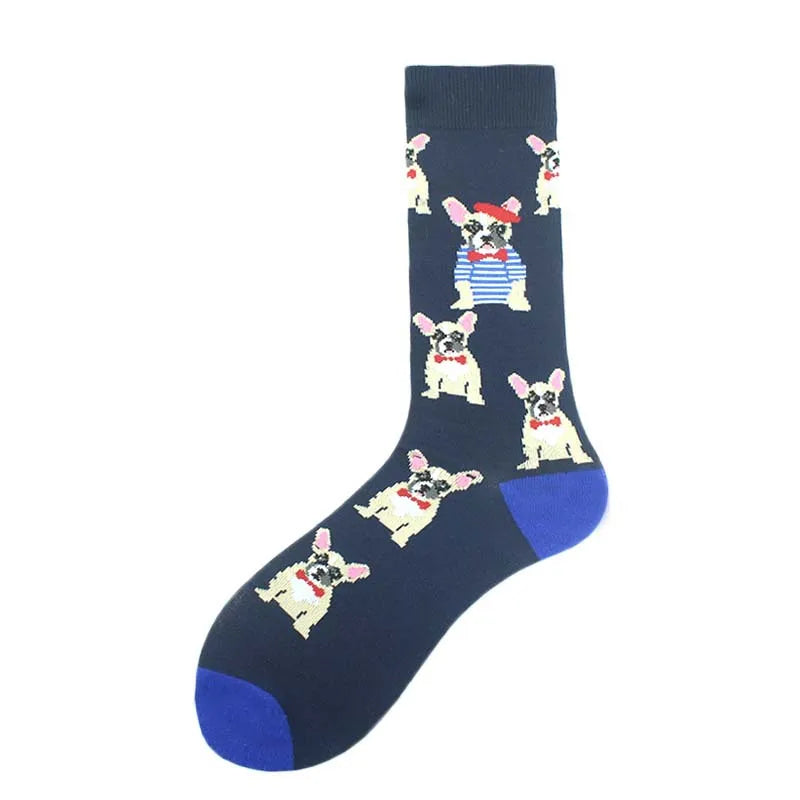men's fashion cartoon nylon cotton printing crew socks a pair