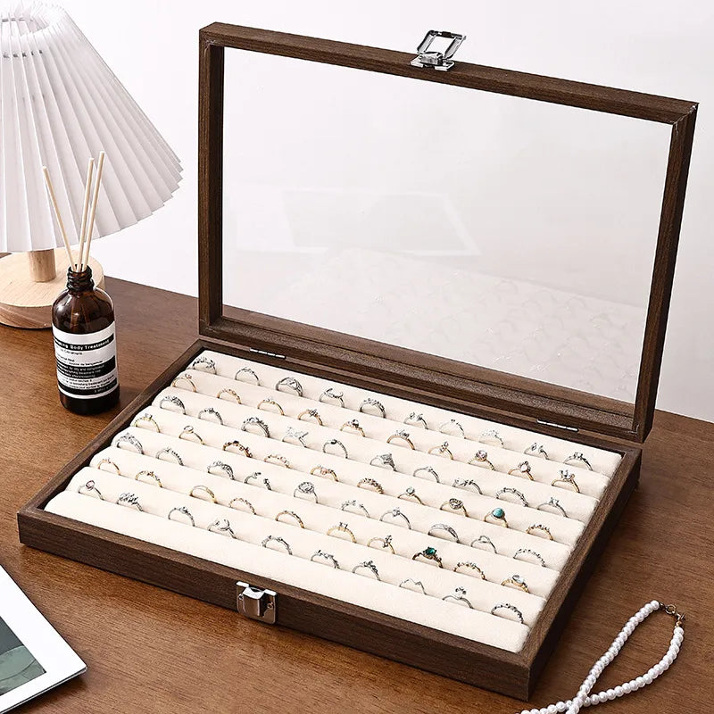 Walnut Color Luxury Covered Jewelry Box Ring Bracelet Earring Necklace Storage Box Dustproof Moistureproof Special Purpose