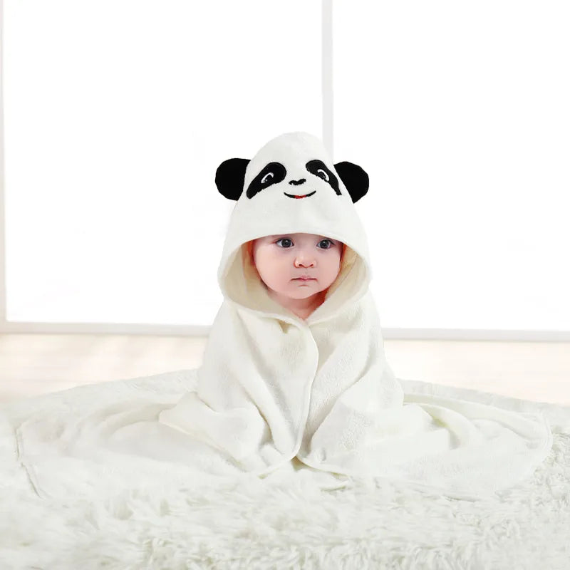 Baby Cartoon Bag Blanket Coral Fleece Absorbent Children's Bath Towel Embroidered Blanket with Hood Cloak Soft Newborn Blanket