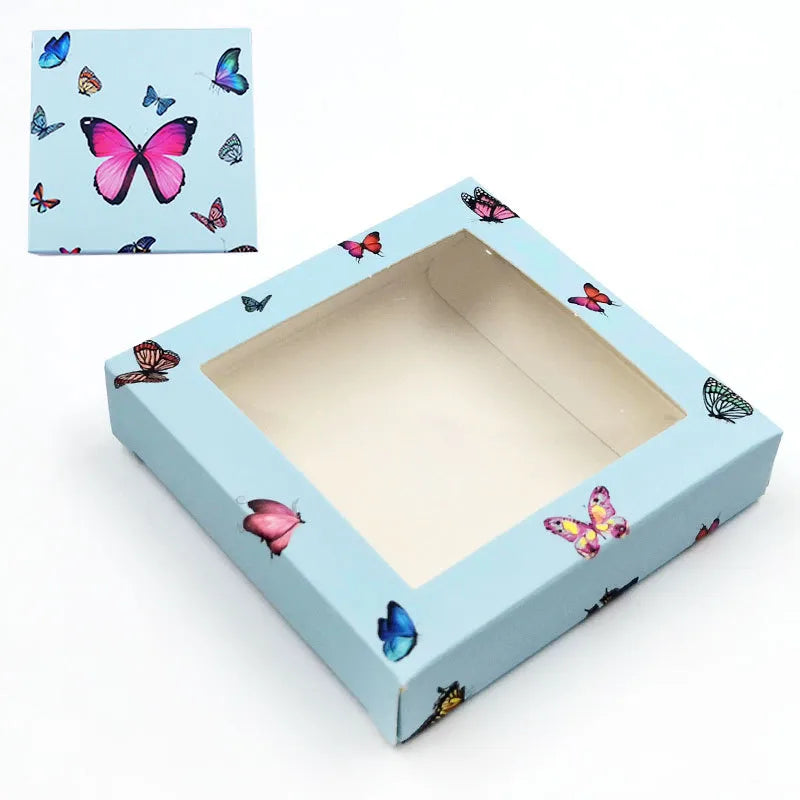 new square butterfly window false eyelash card paper box