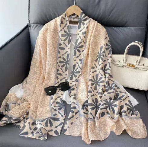 women's fashion star heart shape cotton and linen printing cotton linen scarves
