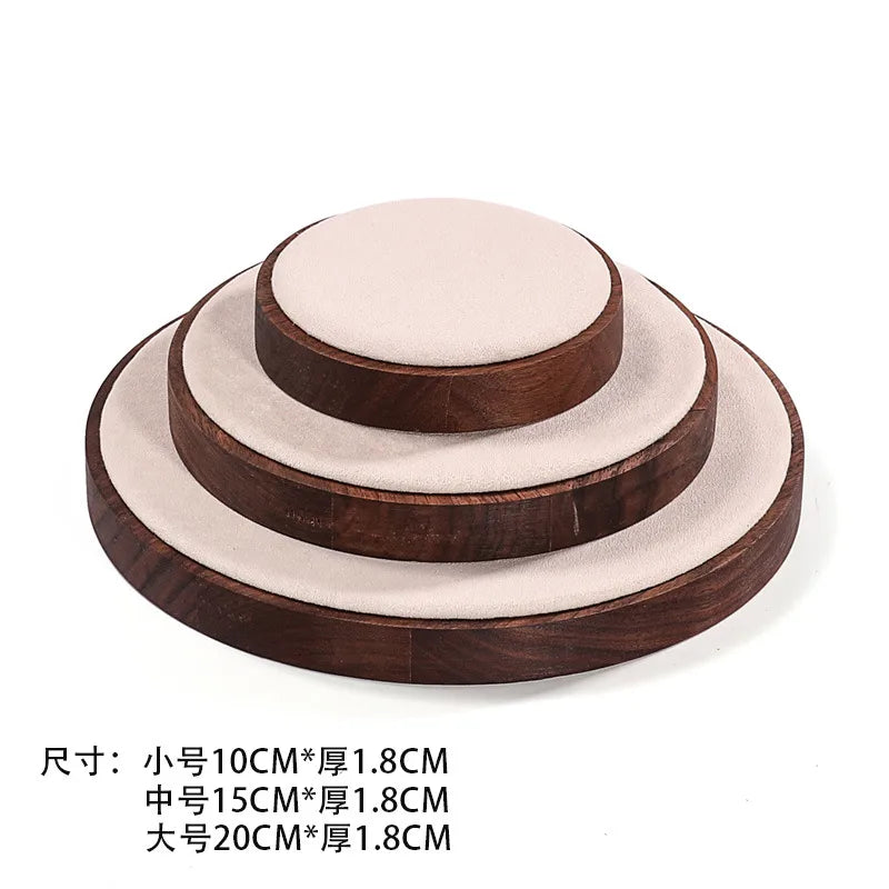 Walnut Round Bracelet Display Stand Chain Bracelet Tray Jewelry Accessory Show Props Solid Wood Hand Chain Display Plate