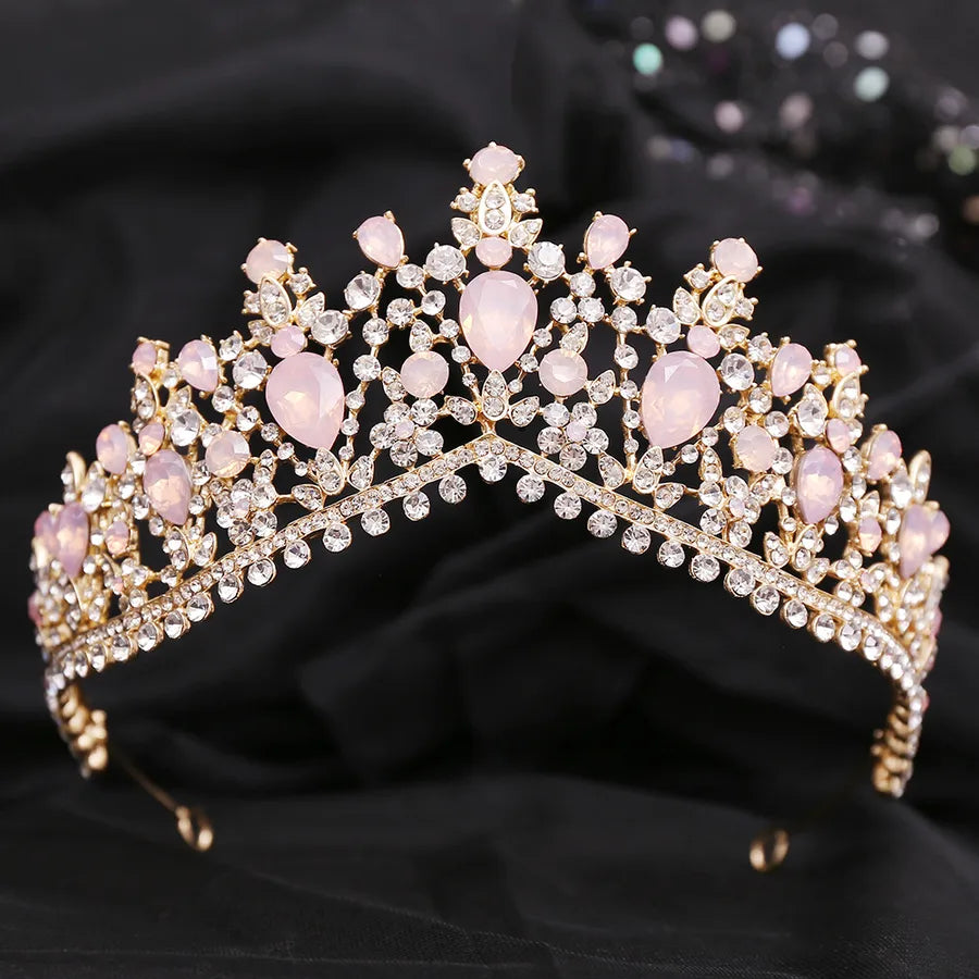 fashion water droplets crown alloy hollow out inlay rhinestones crown 1 piece