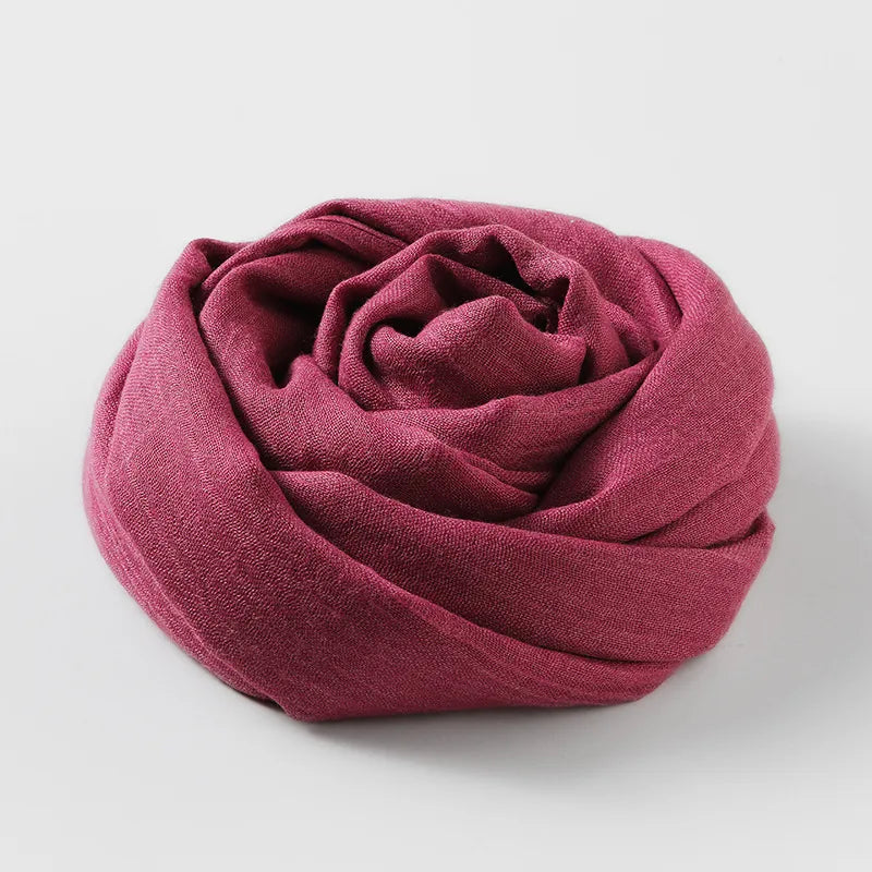 women's simple style solid color cotton and linen silk scarves