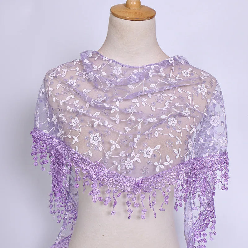 fashion flower polyester lace chiffon scarves