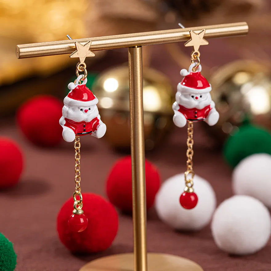 Christmas Theme Alloy Ear Cuff Drop Earrings New Products Small Pendant Diy Accessories Christmas Hat