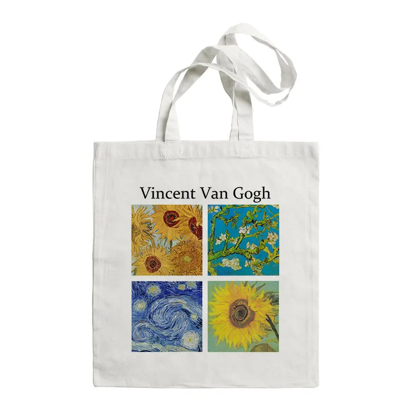 women's retro oil painting shopping bags