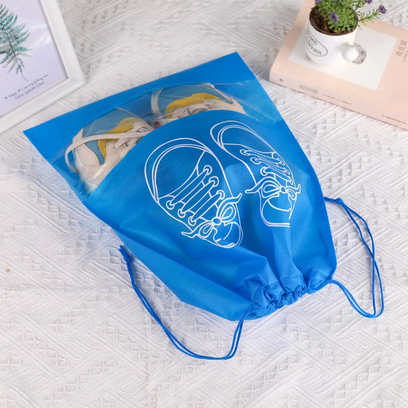 Spot Non-woven Shoe Bag Travel Dustproof Bundle Pocket Clothes Shoes Storage Bag Seasonal Shoes Drawstring Bag Household
