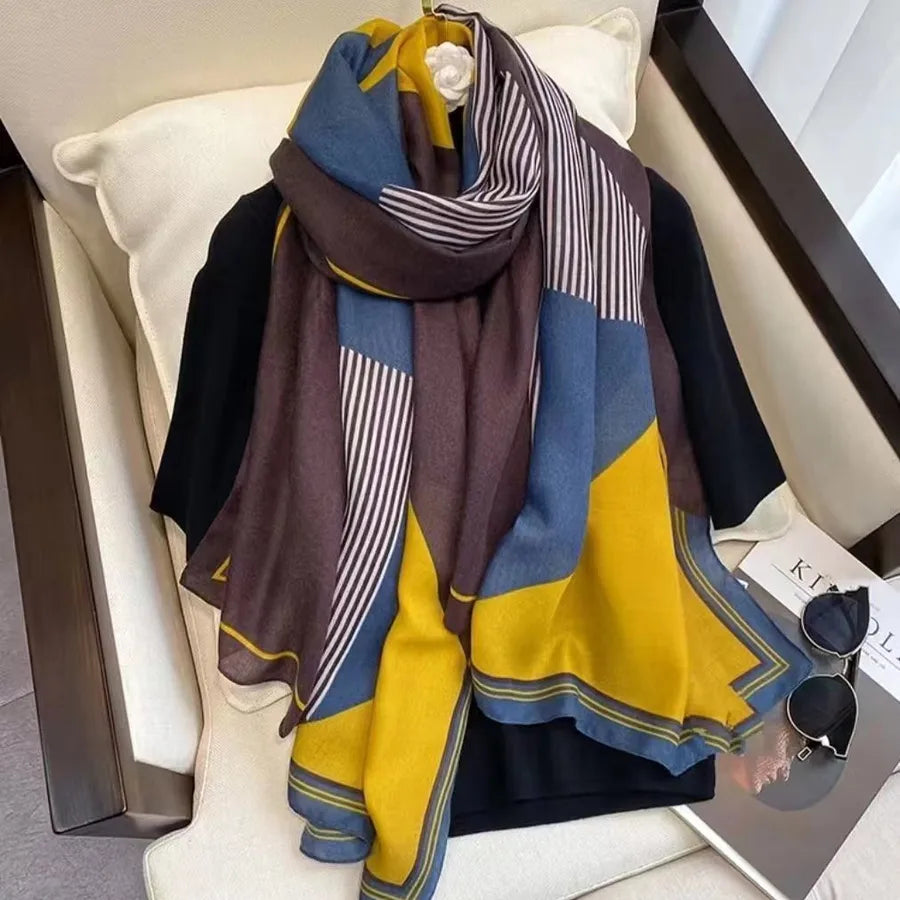 women's fashion star heart shape cotton and linen printing cotton linen scarves