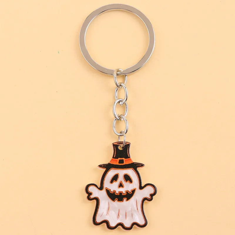 Cartoon Acrylic Keychain Color Block Spider Bat Design Cute Style Personality Hanging Ornament Accessories Halloween Series