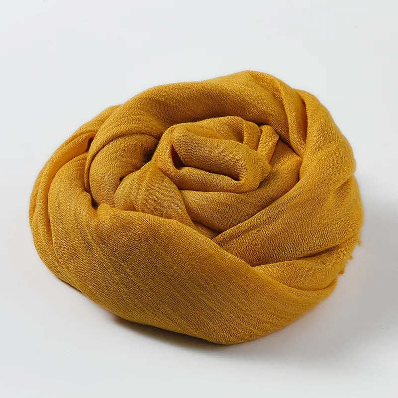 women's simple style solid color cotton and linen silk scarves