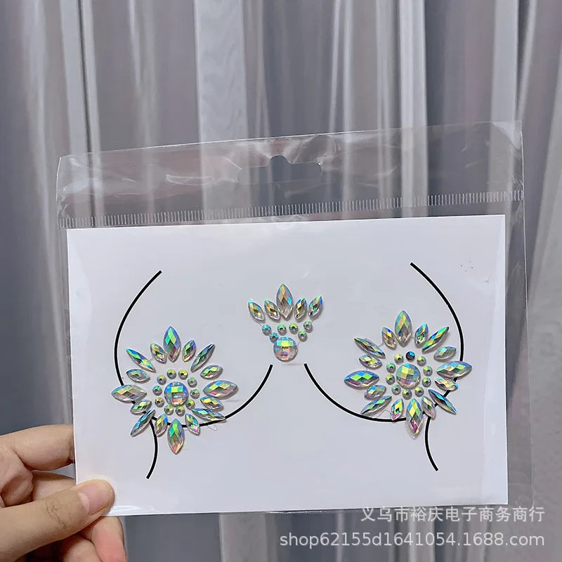 Halloween face stickers chest stickers body tattoo stickers resin acrylic Diamond stickers tattoo stickers wholesale