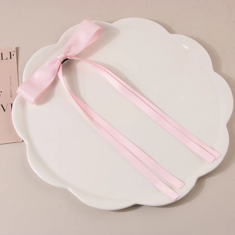 Women's Sweet Solid Color Bow Knot Cloth Handmade Hair Clip