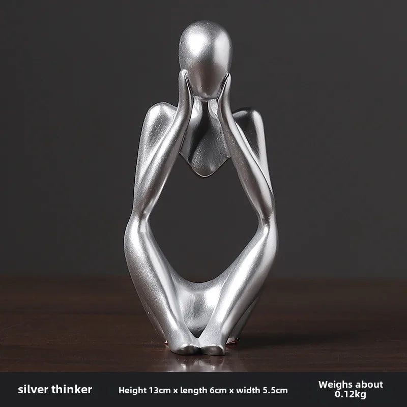 Creative Nordic Mini Abstract Left Thinking and Right Imaginers Little Golden Man 13cm Personalized Home Decoration Ornaments