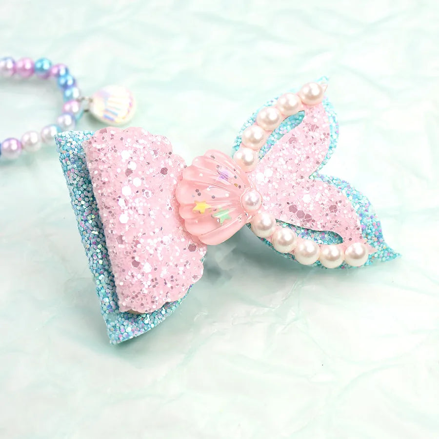 Amazon's Hottest Mermaid Princess Glitter Bow Shell Pearl Children's Girl Cute Hairpin