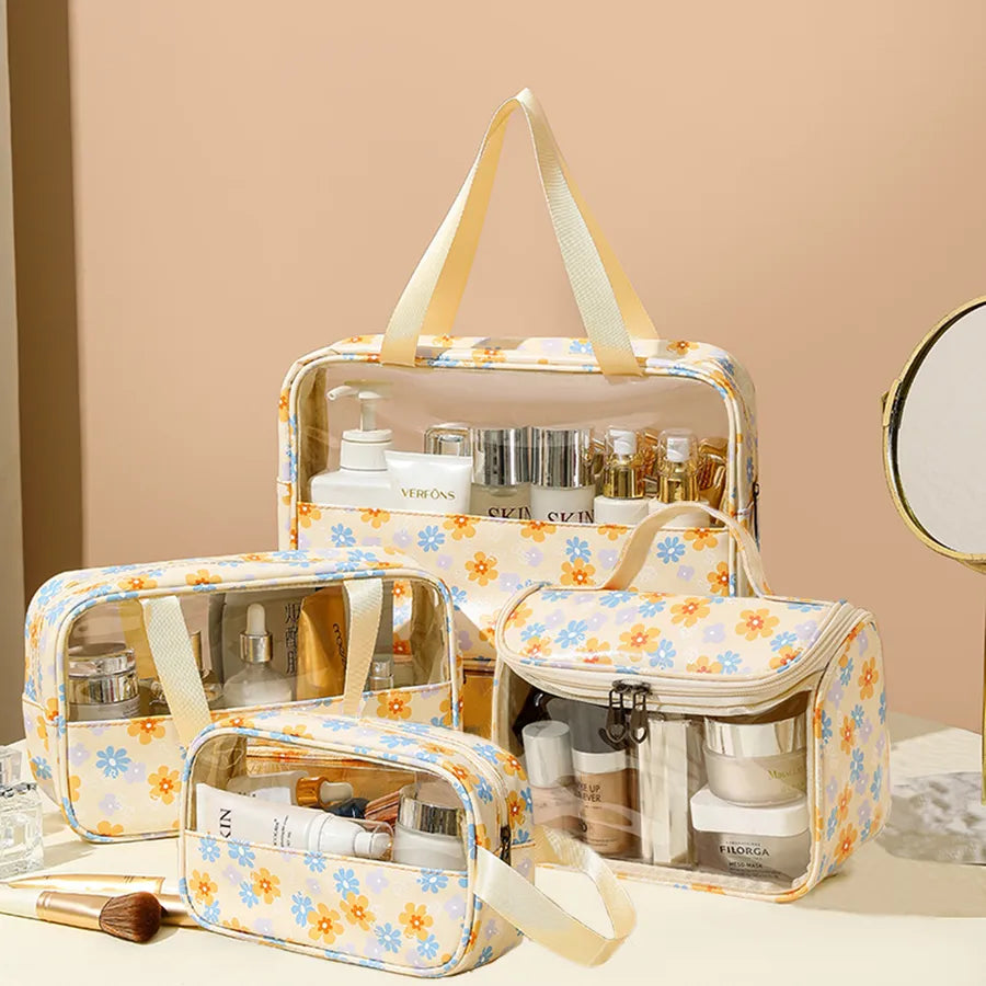 cute pastoral solid color pu leather makeup bags