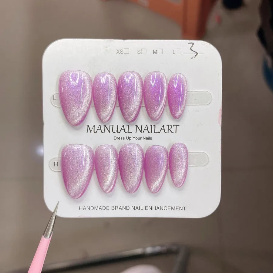Handmade Wearable Nail Art Phototherapy Finished Product Sparkling Crystal Stone Cat's Eye Removable Starry Sky Pattern Simple Style