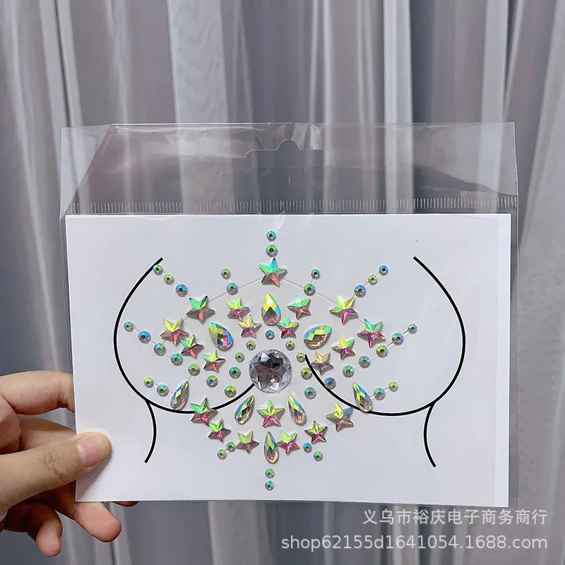 Halloween face stickers chest stickers body tattoo stickers resin acrylic Diamond stickers tattoo stickers wholesale
