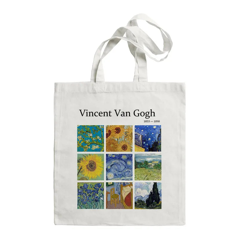 women's retro oil painting shopping bags