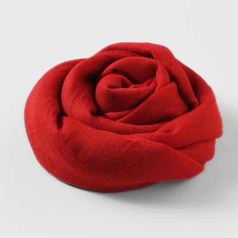 women's simple style solid color cotton and linen silk scarves