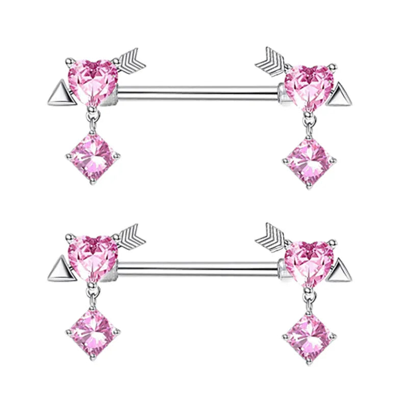 1 Pair Nipple Rings & Studs Simple Style Solid Color 304 Stainless Steel Inlay Zircon Nipple Rings & Studs