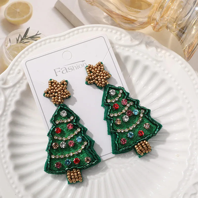 Handmade Christmas Tree Pumpkin Snowflake Earrings Women's Festive Atmosphere Sensation Ear Jewelry Holiday Flower Design