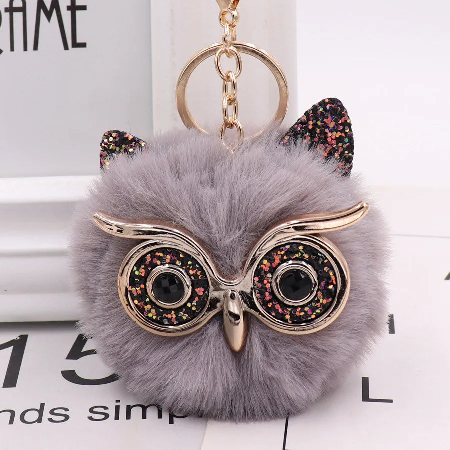 cute owl alloy plush unisex bag pendant keychain 1 piece