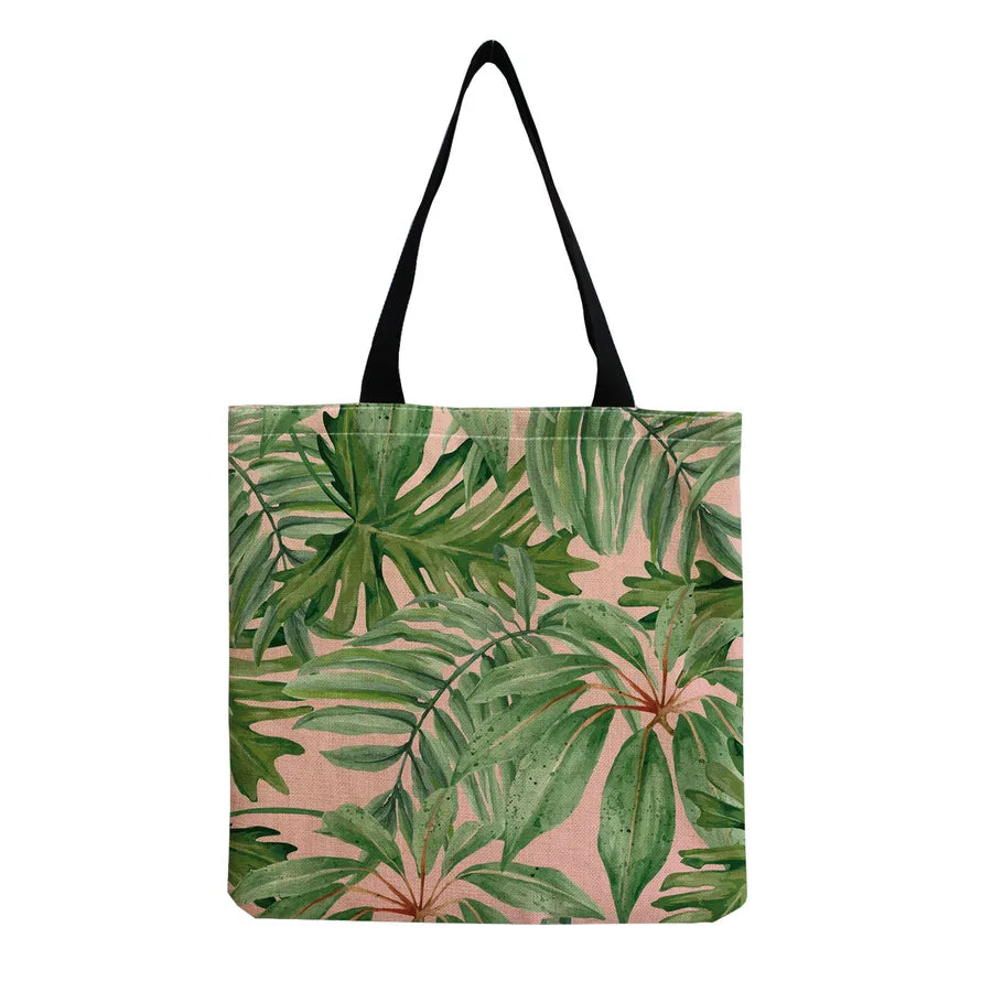 women's tropical leaf shopping bags