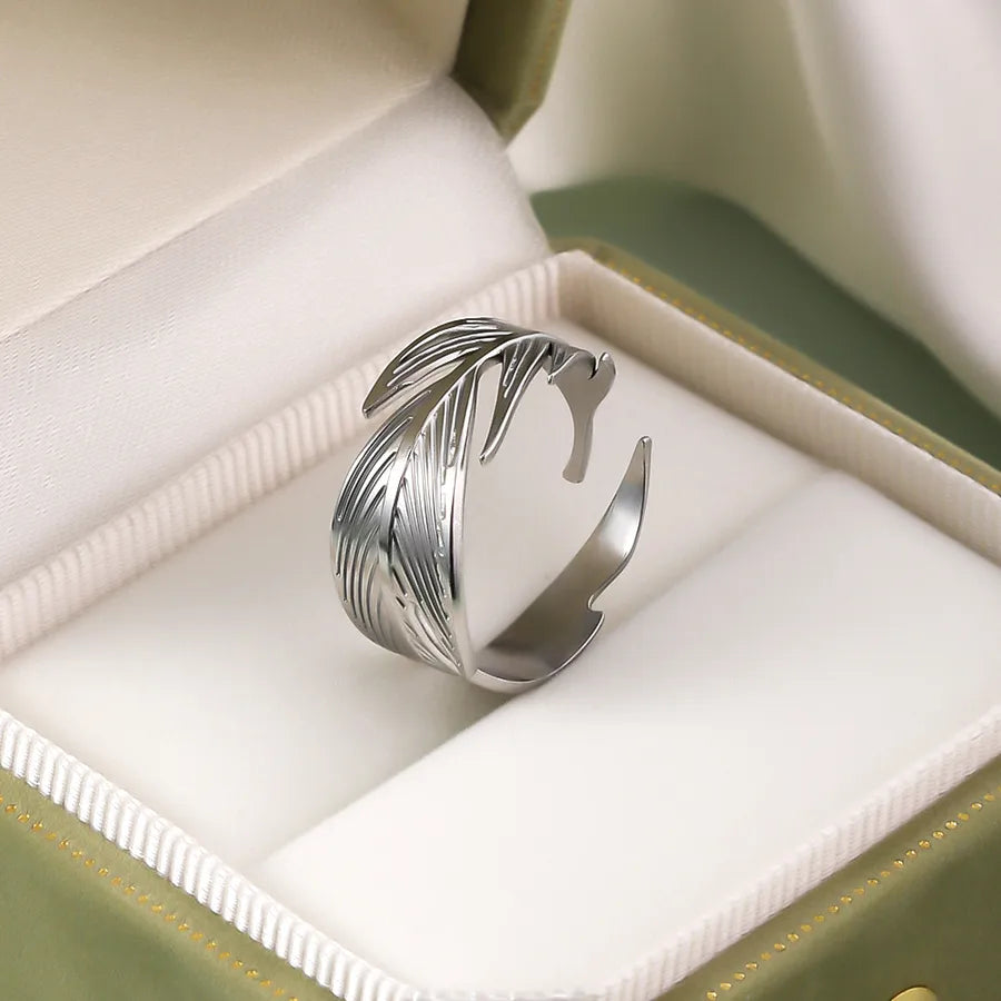 Wholesale Jewelry IG Style Elegant Retro Geometric Leaf Heart Shape 304 Stainless Steel Plating Open Rings